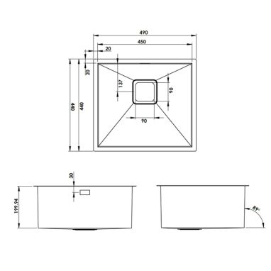 FABIANO Кухонная мойка Quadro 49 R10 490x440 (8216.401.0042)